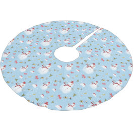 Snowman Christmas Tree Skirt Polyester Weihnachtsbaumdecke