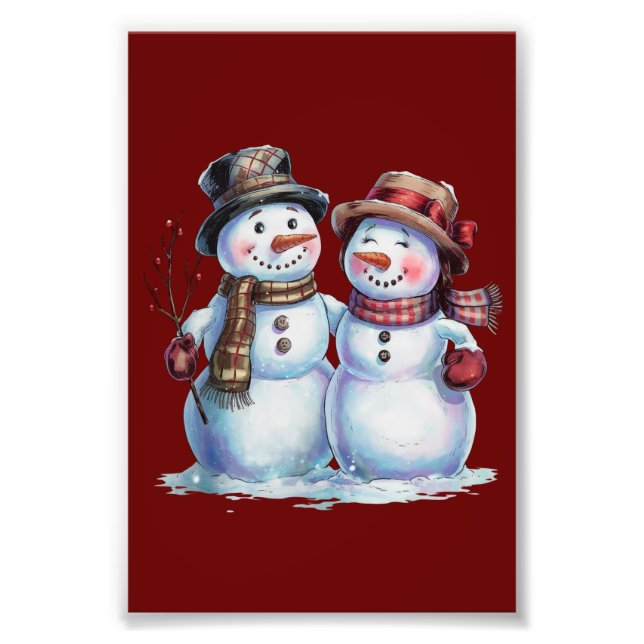 Snowman Christmas Vintag Holiday Fotodruck (Vorne)