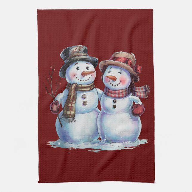 Snowman Christmas Vintag Holiday Geschirrtuch (Vertikal)