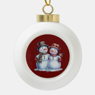 Snowman Christmas Vintag Holiday Keramik Kugel-Ornament