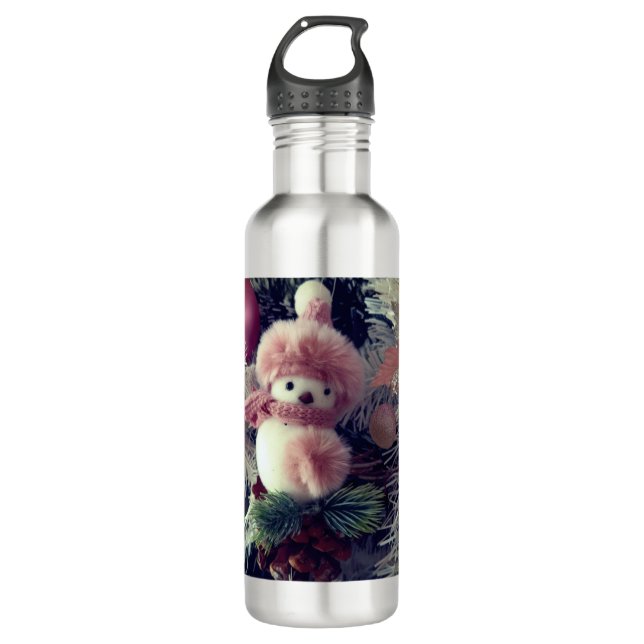 Snowman Christmas Water Bottle Edelstahlflasche (Vorderseite)