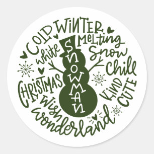 Snowman Christmas Winter Wonderland Typografie Runder Aufkleber