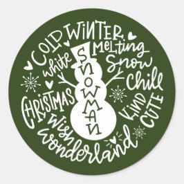 Snowman Christmas Winter Wonderland Typografie Runder Aufkleber