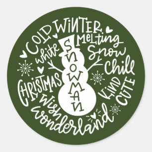Snowman Christmas Winter Wonderland Typografie Runder Aufkleber