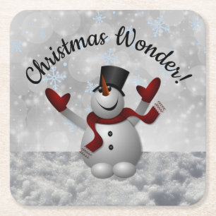 Snowman Christmas Wonder Flutterschneeflocken Rechteckiger Pappuntersetzer