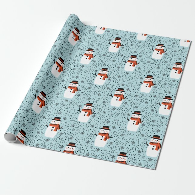 Snowman Christmas Wrapping Paper Geschenkpapier (Ungerollt)