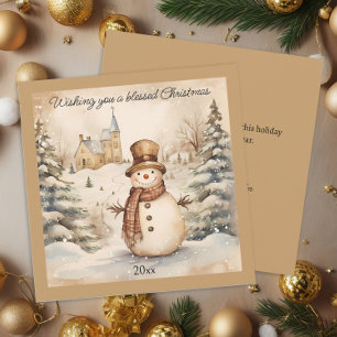 Snowman Classic Vintag Church Selig Weihnachten
