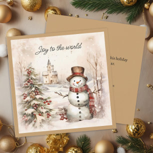 Snowman Classic Vintag Joy to World Feiertagskarte