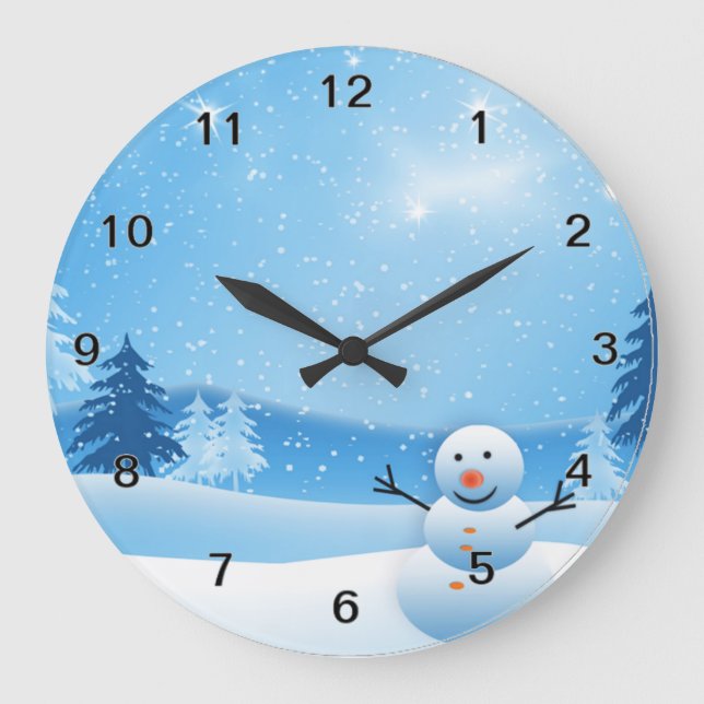 Snowman Clock Große Wanduhr (Vorderseite)
