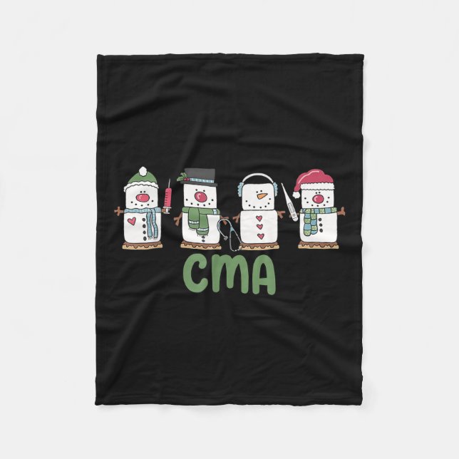 Snowman Cma Nurse Christmas Certified Medical Ista Fleecedecke (Vorderseite)