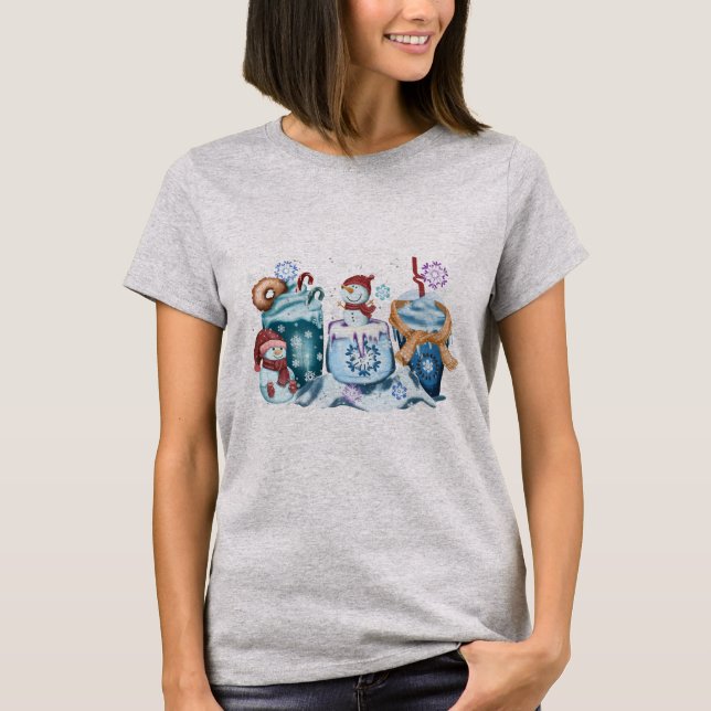 Snowman Coffee Short Sleeve Shirts (Vorderseite)