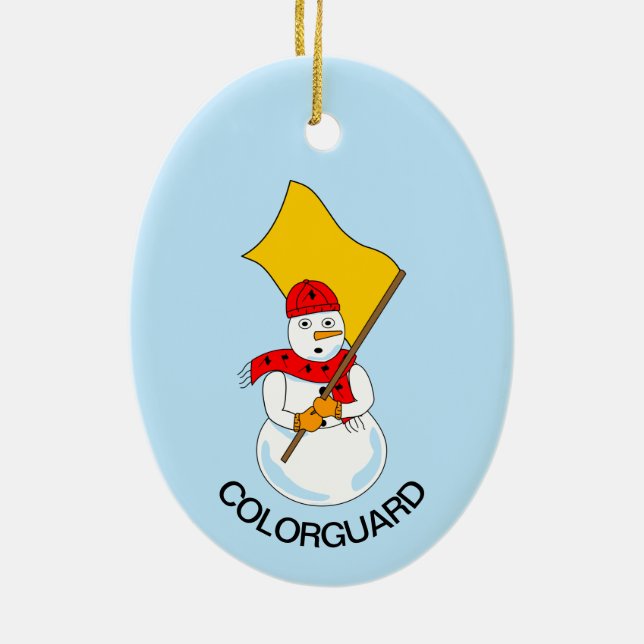 Snowman Colorguard Keramik Ornament (Hinten)