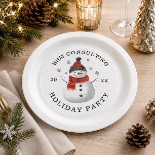Snowman Company Holiday Party Paper Plate Pappteller