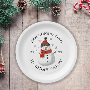 Snowman Company Holiday Party Paper Plate Pappteller
