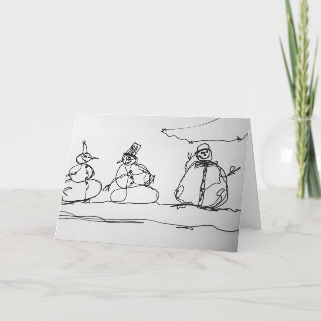 Snowman Contour Art Karte (Vorderseite)
