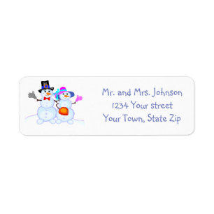 Snowman Couple Address Labels