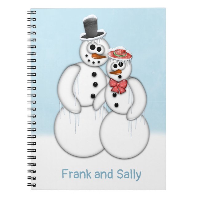 Snowman Couple anpassbar Notizblock (Vorderseite)