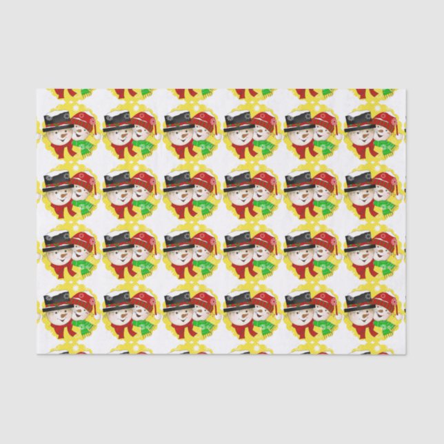 Snowman Couple Holiday Tissue Paper Seidenpapier (Vorderseite)