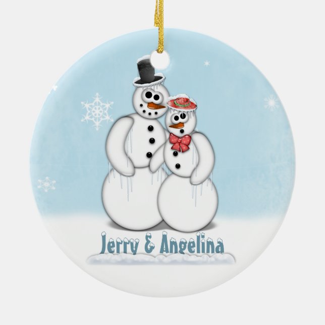 Snowman Couple Picture Ornament (Hinten)