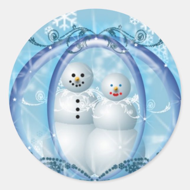 Snowman Couple Weihnachts Custom Holiday Stickers (Vorderseite)