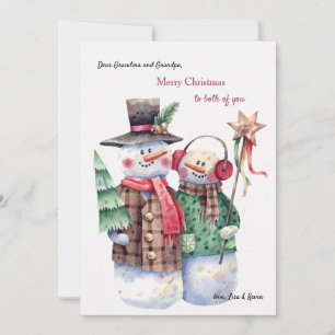 Snowman Couple Weihnachtskarte Feiertagskarte