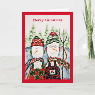 Snowman Couple Weihnachtskarte Feiertagskarte