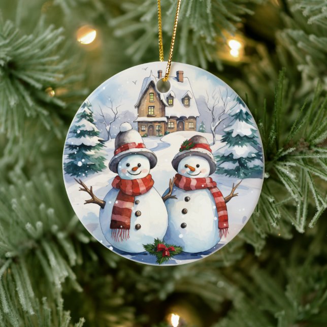 Snowman Couple Weihnachtsschmuck (Baum)