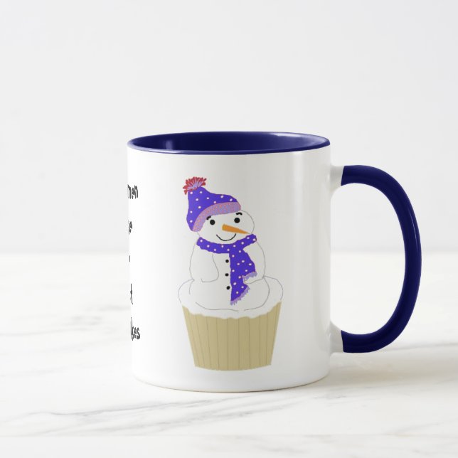 Snowman Cupcake mit Sprichwort Tasse (Rechts)