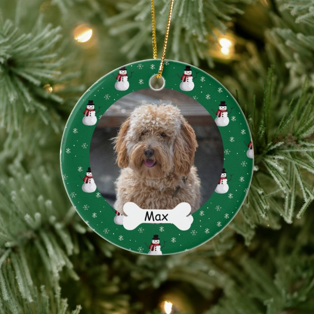 Snowman Custom Pet Puppy Dog Foto Keramik Ornament (Baum)