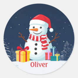 Snowman Cute Personalized Christmas Holiday Runder Aufkleber
