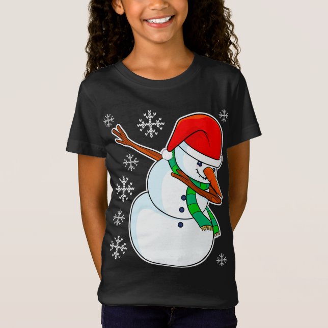Snowman Dabbing, Weihnachtsabb T-Shirt (Vorderseite)