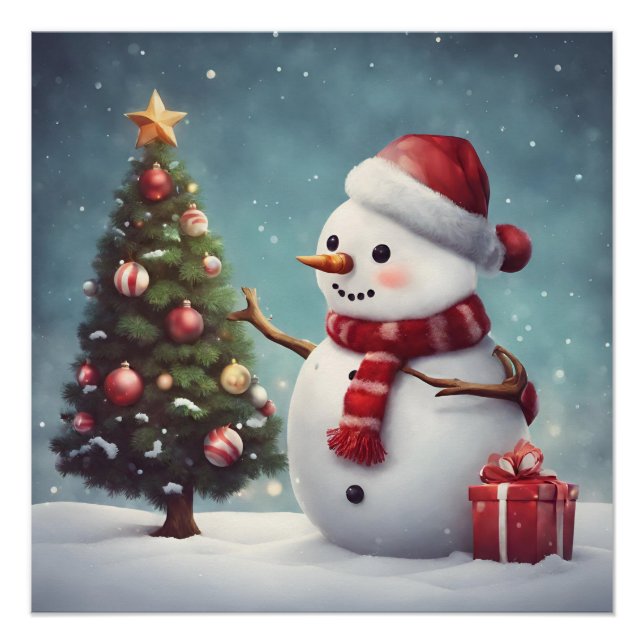 Snowman Decoration Weihnachtsbaum Poster (Vorderseite)