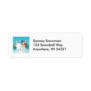 Snowman, der einen Schneeball-Winter-Spaß platsch