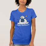 Snowman Design Christmas T-Shirt<br><div class="desc">Weihnachts-Schneemann auf einem T - Shirt. In der Nachricht steht "Frohe Weihnachten!" (aber du kannst es ändern). Weihnachten T - Shirt. Spaß Weihnachten Shirt oben.</div>