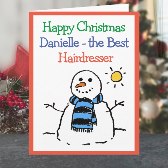 Snowman Design Frohe Weihnachten für einen Friseur Karte (Von Creator hochgeladen)