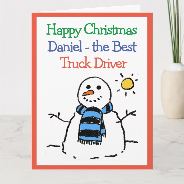 Snowman Design Frohe Weihnachten für einen LKW-Fah Karte (Vorderseite)