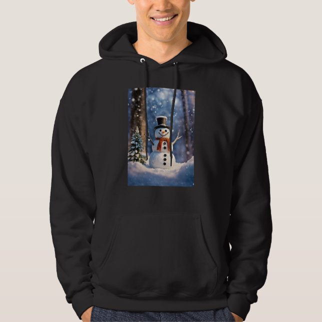 Snowman Design Man, s Basic Hooded Sweatshirt (Vorderseite)