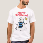 Snowman Design mit Gruß. Christmas T-Shirt<br><div class="desc">Weihnachten Schneemann Design mit der Nachricht "Frohe Weihnachten". Im Design erwartet Sie ein Schneemann in einer Winterlandschaft. Weihnachten T - Shirt.</div>