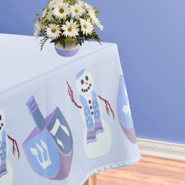 Snowman Dreidels Blue Jewish Holiday Hanukkah Tischdecke