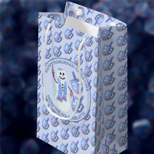 Snowman Dreidels Fun Blue Pattern Niedlich Hanukka Kleine Geschenktüte