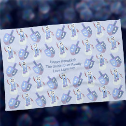 Snowman Dreidels Hanukkah Custom Challah Cover Geschirrtuch