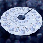 Snowman Dreidels Hanukkah Pattern Chrismukkah Polyester Weihnachtsbaumdecke<br><div class="desc">Dieser Schneemann und dreiköpfige Hanukkah-Baumrock ist bezaubernd und ein perfektes Geschenk für die religiösen Familien, die sowohl Hanukkah als auch Weihnachten feiern. Einfach anzupassen, ist die Textvorlage von dunkelblau gebogenen Text, wo Sie eine Chanukah-Nachricht oder Ihren Namen für einen einzigartigen personalisierten Baumrock hinzufügen können. Dieser auf hellpastellblau gestaltete Baumrock ist...</div>