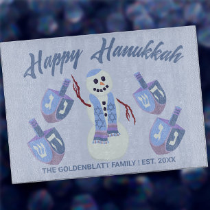 Snowman Dreidels Hanukkah Personalisiert Challah Schneidebrett