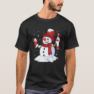 Snowman Drinks Wein Weihnachten Wein Glas Rot Win T-Shirt