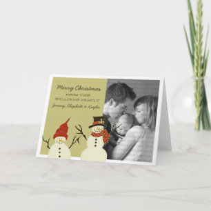 Snowman Duo Holiday Card, Sage Feiertagskarte