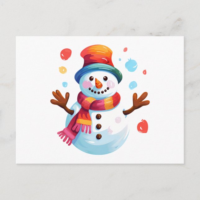 Snowman - ein fröhlicher Schneemann für Weihnachte Postkarte (Vorderseite)