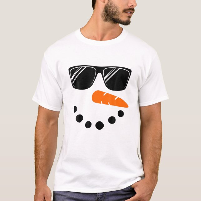 Snowman Face Boys Kinder Kleinkind Glasse Weihnach T-Shirt (Vorderseite)