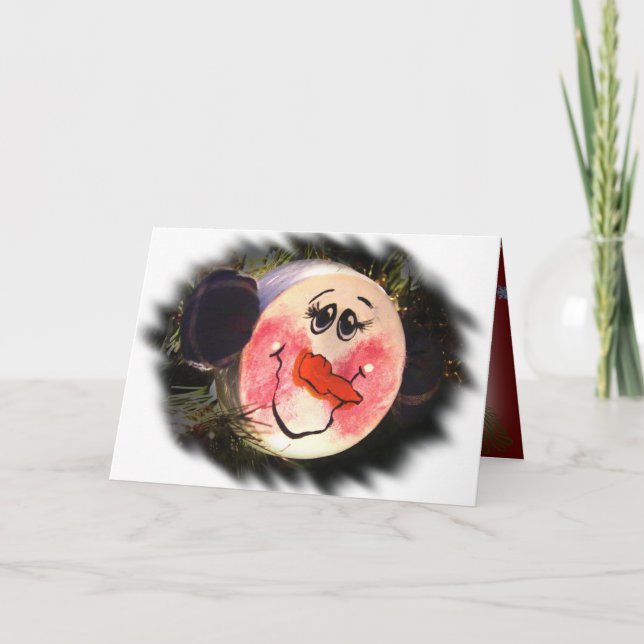 Snowman Face Card Feiertagskarte (Vorderseite)