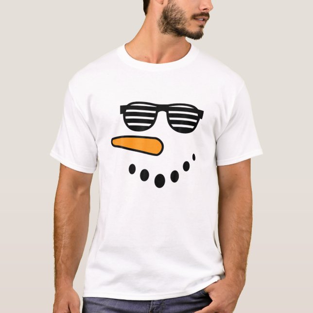 Snowman Face Carrot Nose Eyelashes Glasse für Jung T-Shirt (Vorderseite)