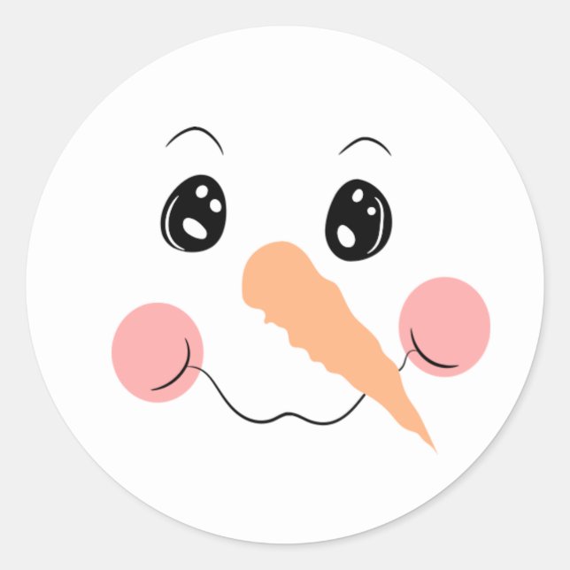 Snowman Face Classic Round Sticker (Vorderseite)